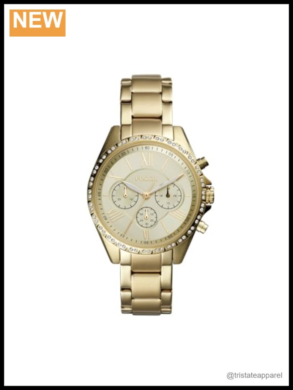 40mm Chronograph Dress Watch with Roman Numeral Dial and Gold Tone Steel
